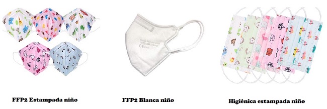 Tipos mascarillas infantiles disponibles